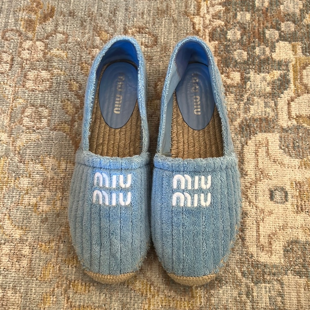 MIU MIU BLUE TERRY CLOTH ESPADRILLE